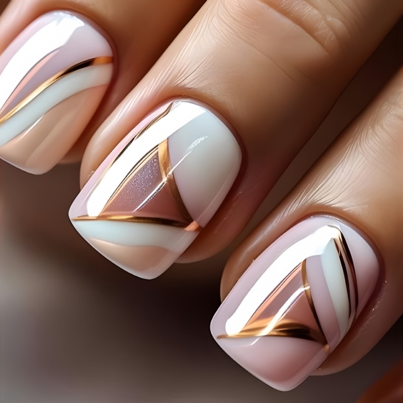 Nail Art Aesthetic - 24pcs/set Cute Sweet Short Square Fashion