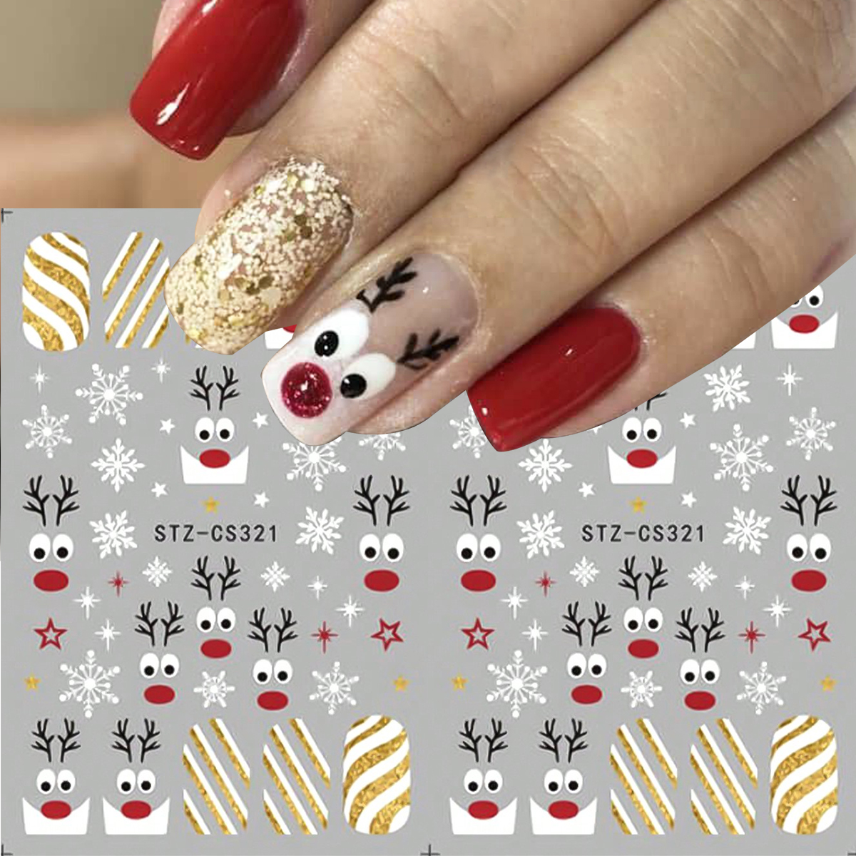 Nail Art Xmas Stickers - 2pcs Christmas Nail Art Stickers Cute