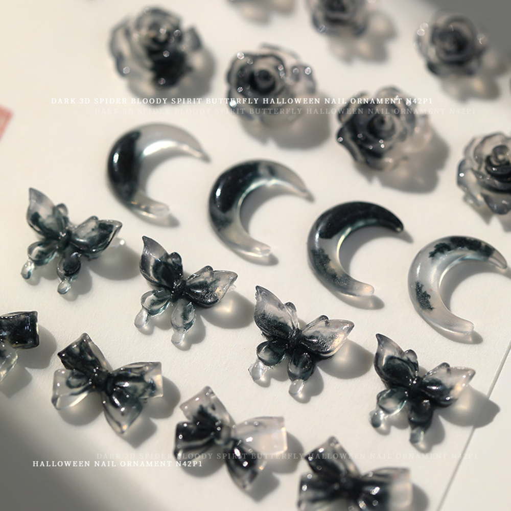 Nail Art Vampire - 50pcs Mixed Nail Charms Dark Moon