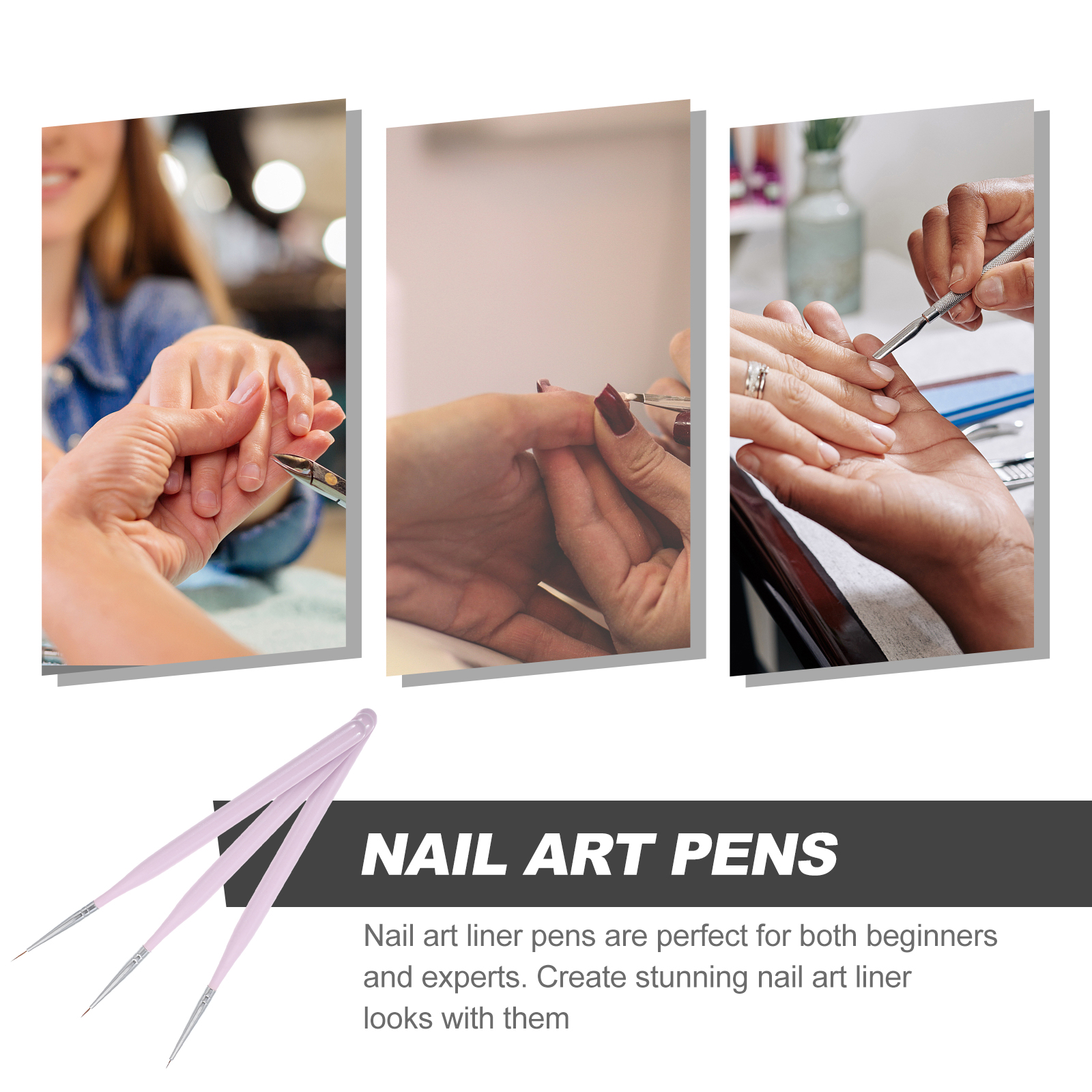 Nail Art Brush Set - 3Pcs Nail Art Brush Set Fine