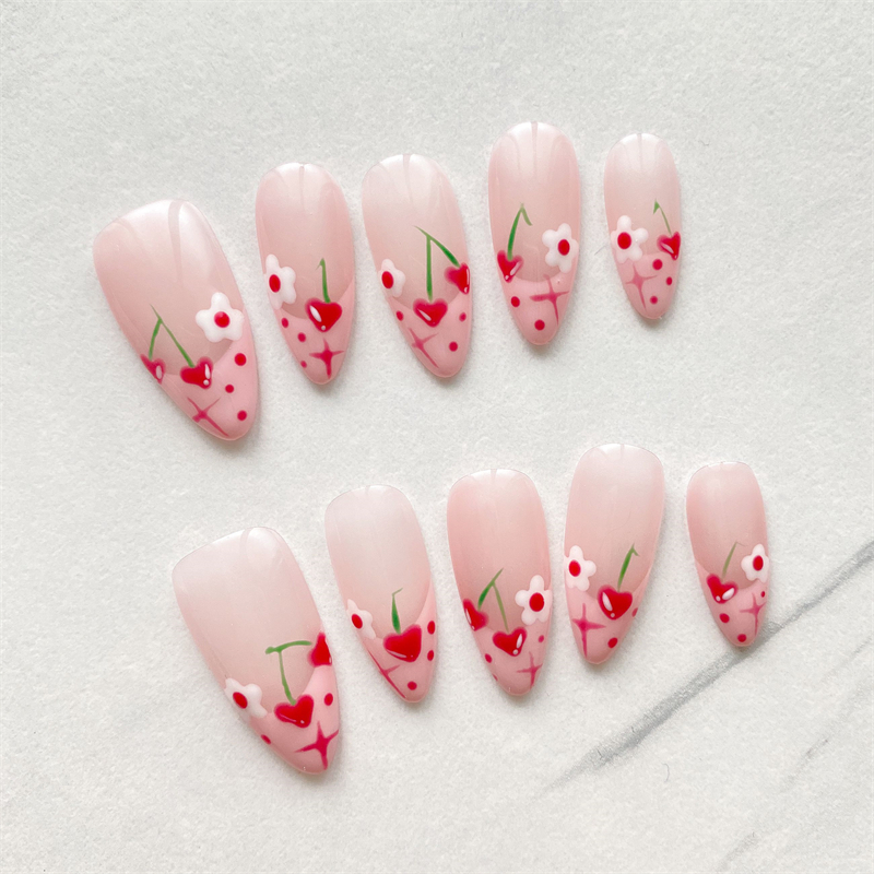 Nail Art Xs - 10PC Handmade Press On Nails Pink