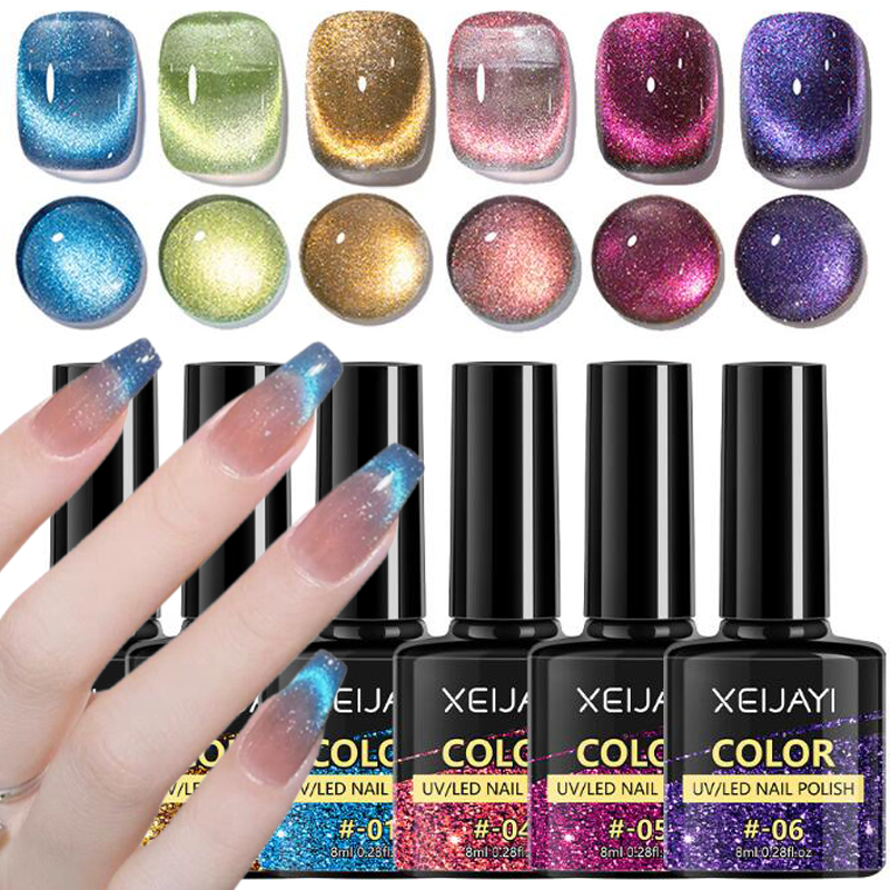 Nail Art Ice Blue - 8ml Glitter Ice Blue Cat Eye