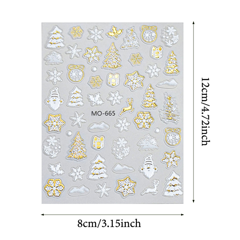 Nail Art Xmas Stickers - Snowman Star Sliders Cartoon Deer New