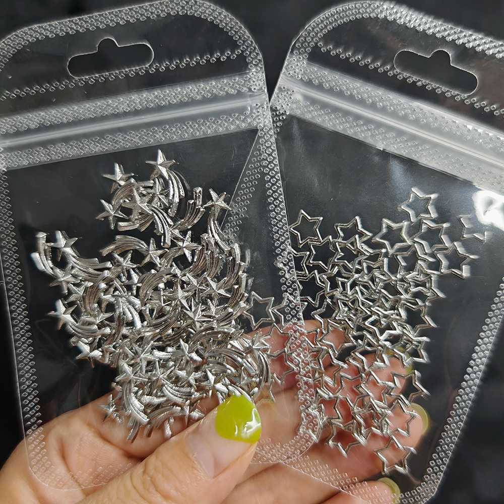 Nail Art Vampire - 20pcs Silver Stars Nail Charms for