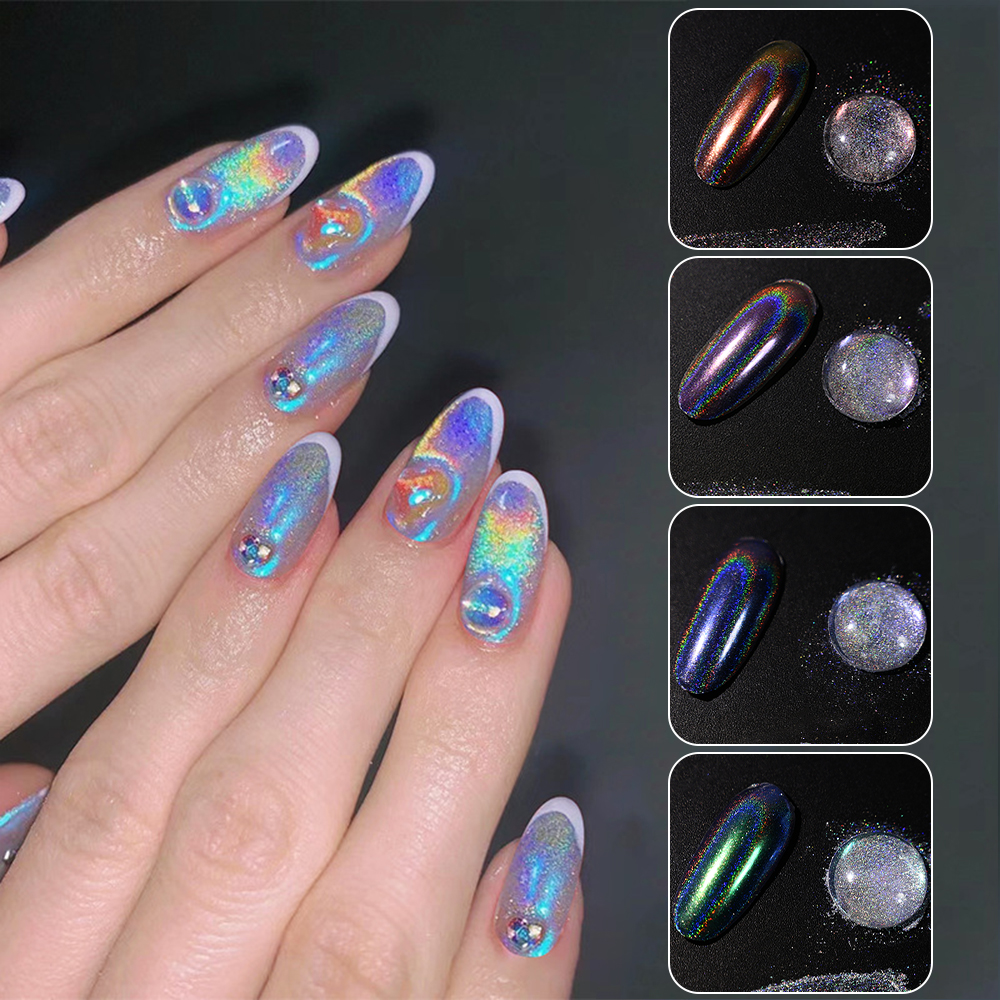 1bottle Holographic Chrome Nai - Nail Glitter Chrome ulasan dan harga