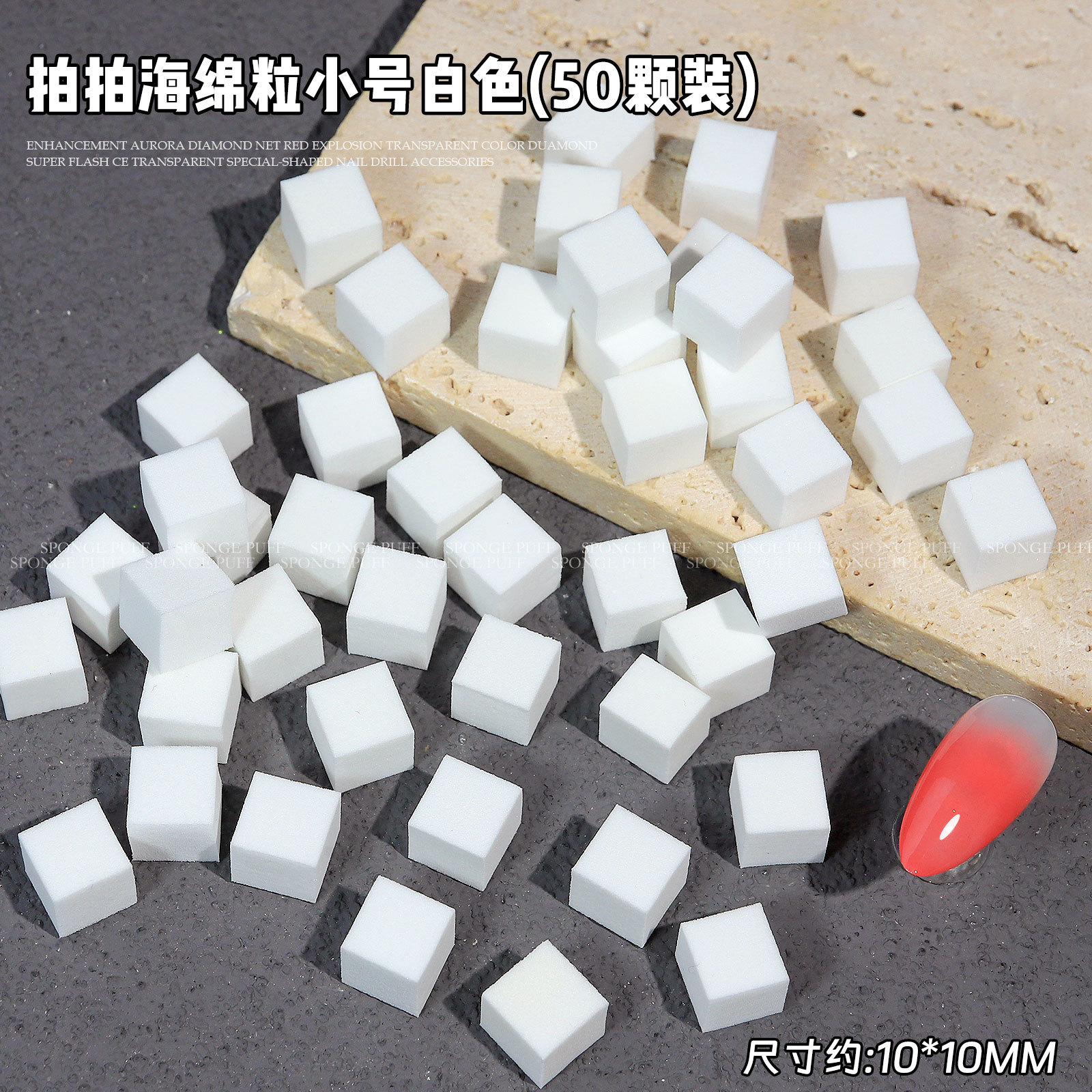 50Pcs Nail Art Sponges + Grabb - Nail Art Ombre Glitter ulasan dan harga