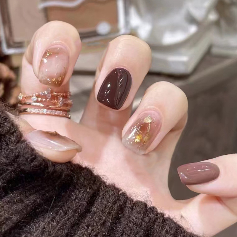 24Pcs Caramel Brown Ombre Glit - Nail Art Ombre Glitter ulasan dan harga