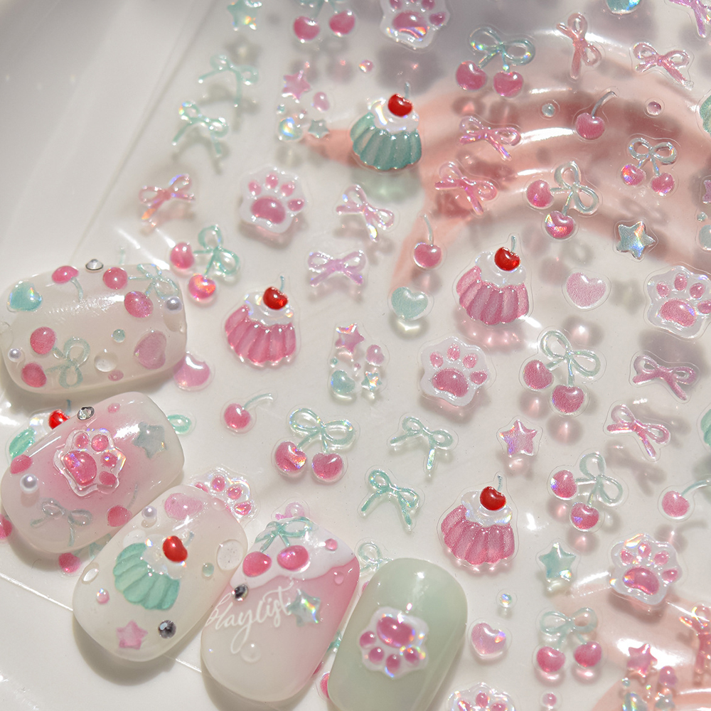 Pink Pudding Cherry Bowknot He - Nail Art Vampire ulasan dan harga