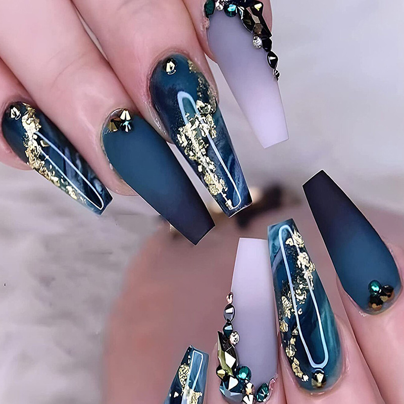 French Tip Press on Nails Long - Nail Art Aesthetic ulasan dan harga