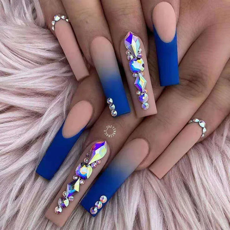 French Tip Press on Nails Long - Nail Art Aesthetic ulasan dan harga