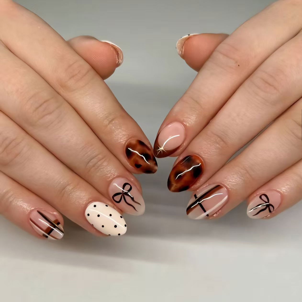 24pcs Flower False Nails Brown - Nail Art Aesthetic ulasan dan harga
