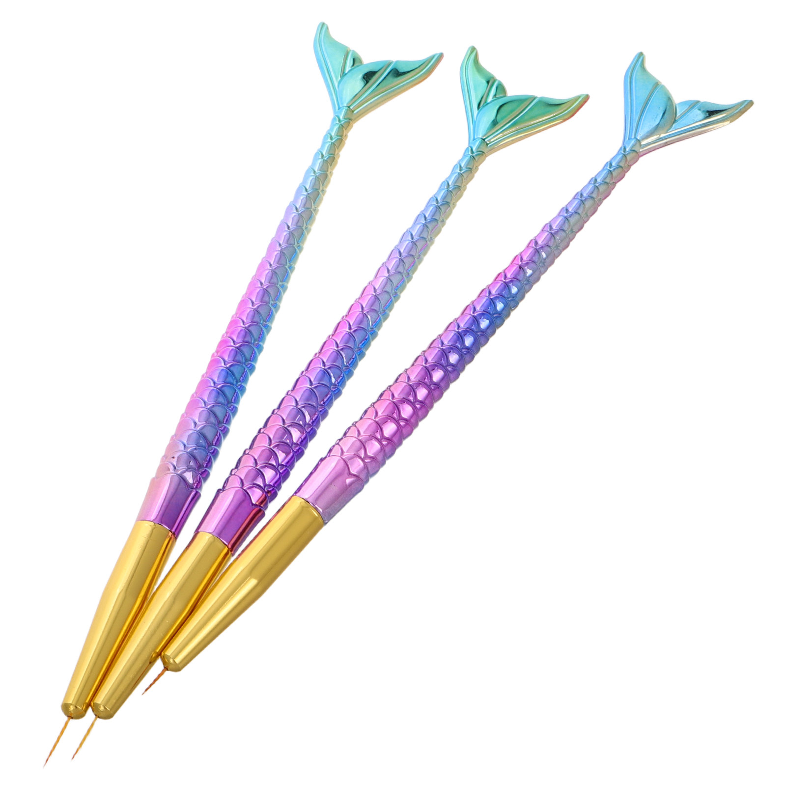 3Pcs Mermaid Tail Nail Art Lin - Nail Art Brush Set ulasan dan harga