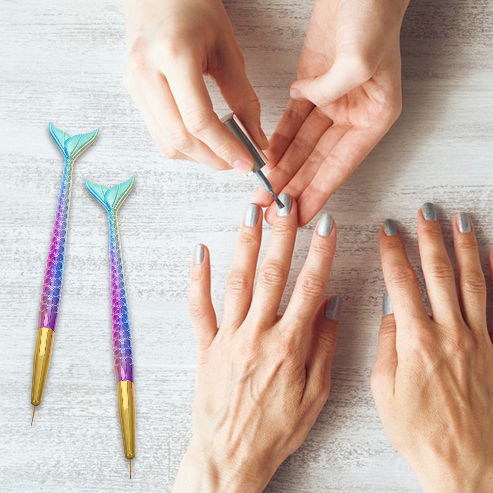 3Pcs Mermaid Tail Nail Art Lin - Nail Art Brush Set ulasan dan harga
