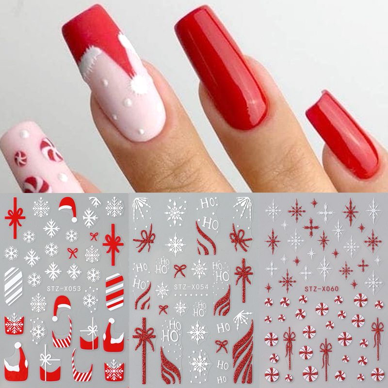 3pc 3D Festive Christmas Nail  - Nail Art Xmas Stickers ulasan dan harga