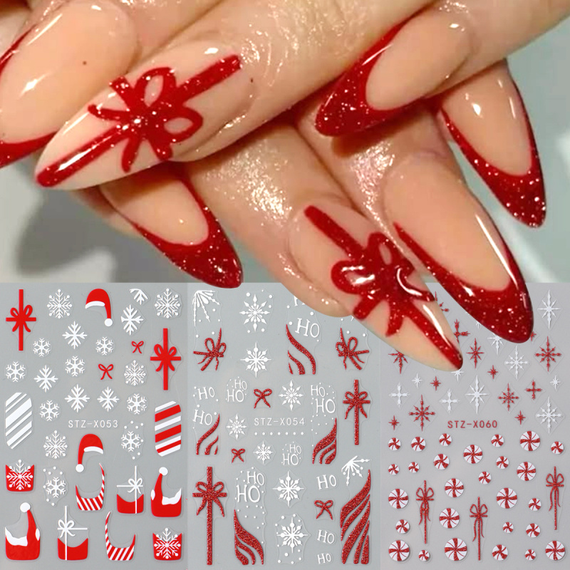 3pc 3D Festive Christmas Nail  - Nail Art Xmas Stickers ulasan dan harga