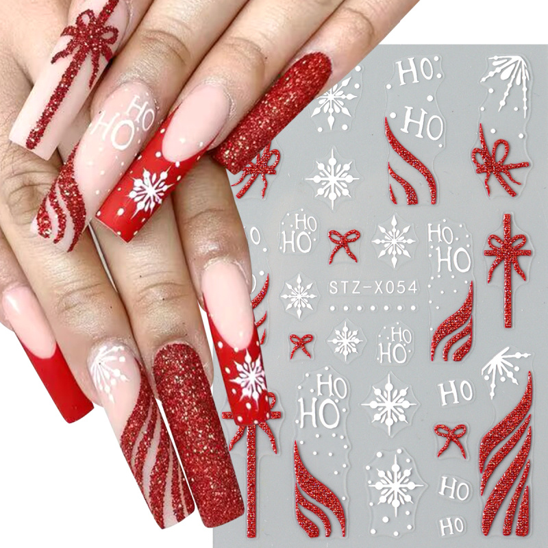 3pc 3D Festive Christmas Nail  - Nail Art Xmas Stickers ulasan dan harga