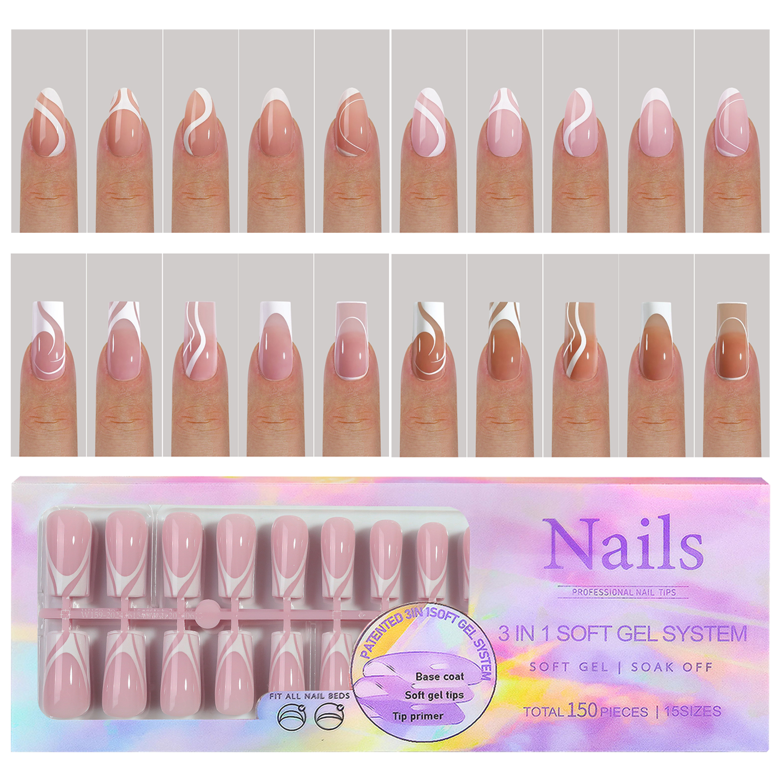 150Pcs/Set French Ballet Press - Nail Art Extension ulasan dan harga