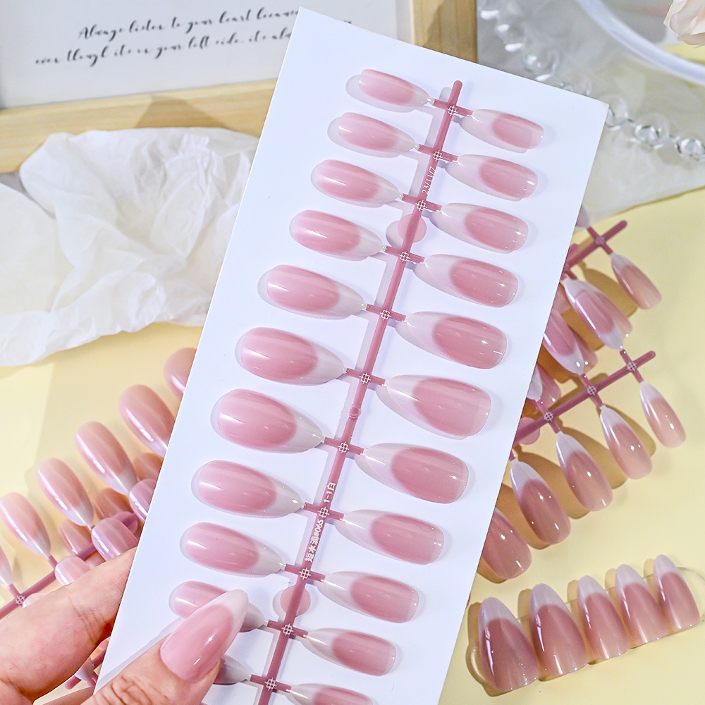 120pcs Pink Medium Almond Fren - Nail Art Aesthetic ulasan dan harga