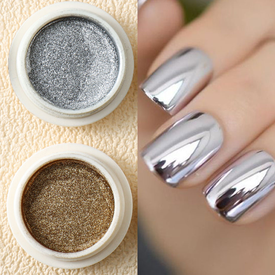 6pc Gold Metallic Mirror Glitt - Nail Glitter Chrome ulasan dan harga