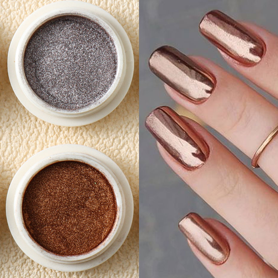 6pc Gold Metallic Mirror Glitt - Nail Glitter Chrome ulasan dan harga