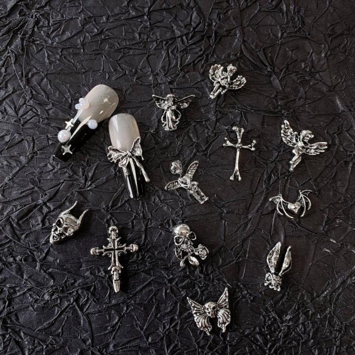 10PCS 3D Punk Alloy Angel Stat - Nail Art Vampire ulasan dan harga