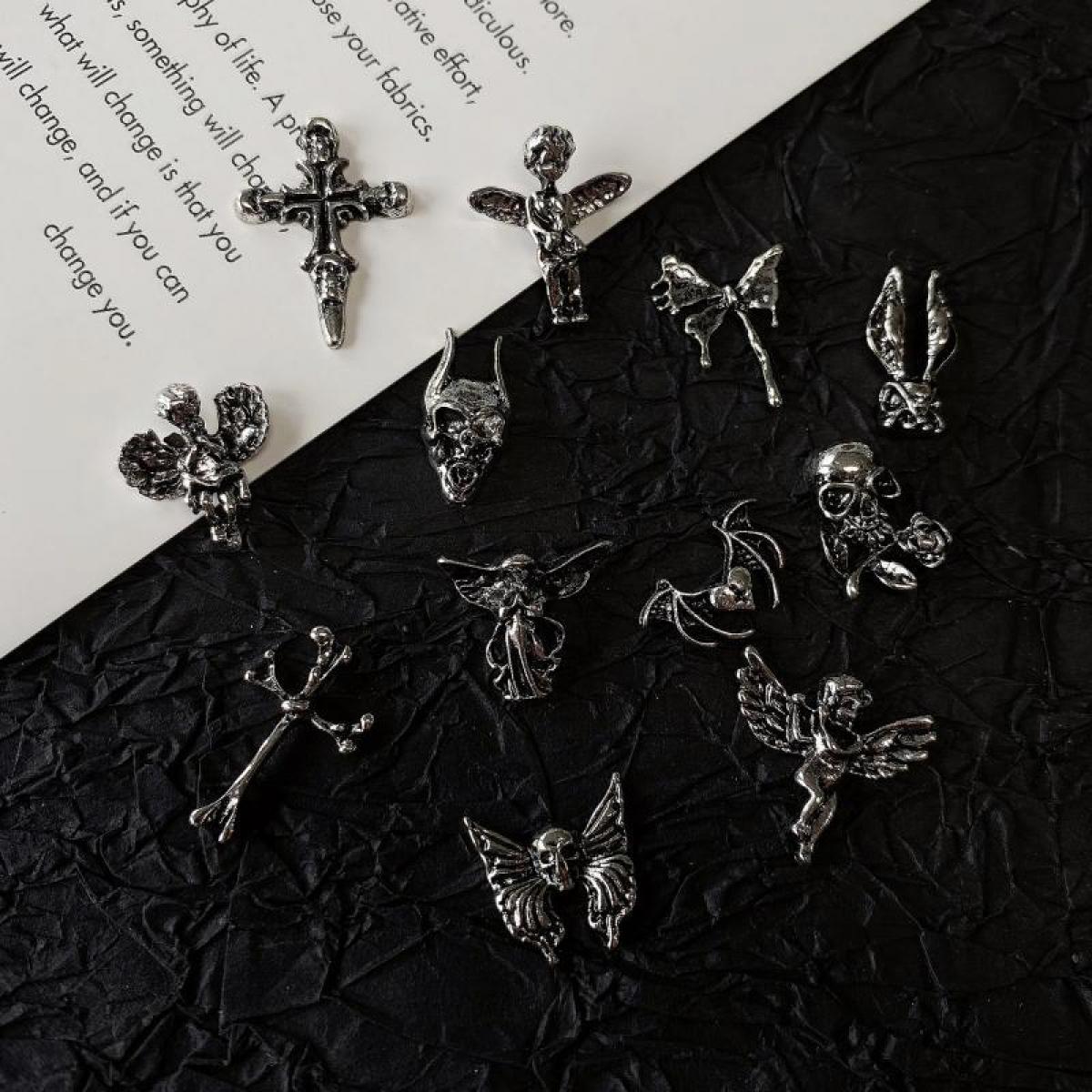 10PCS 3D Punk Alloy Angel Stat - Nail Art Vampire ulasan dan harga