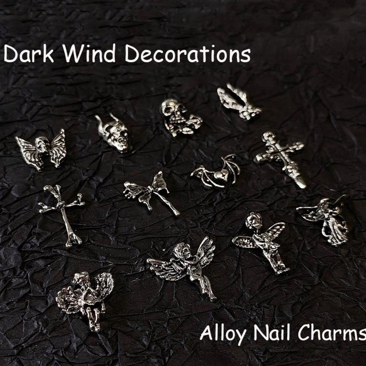 10PCS 3D Punk Alloy Angel Stat - Nail Art Vampire ulasan dan harga