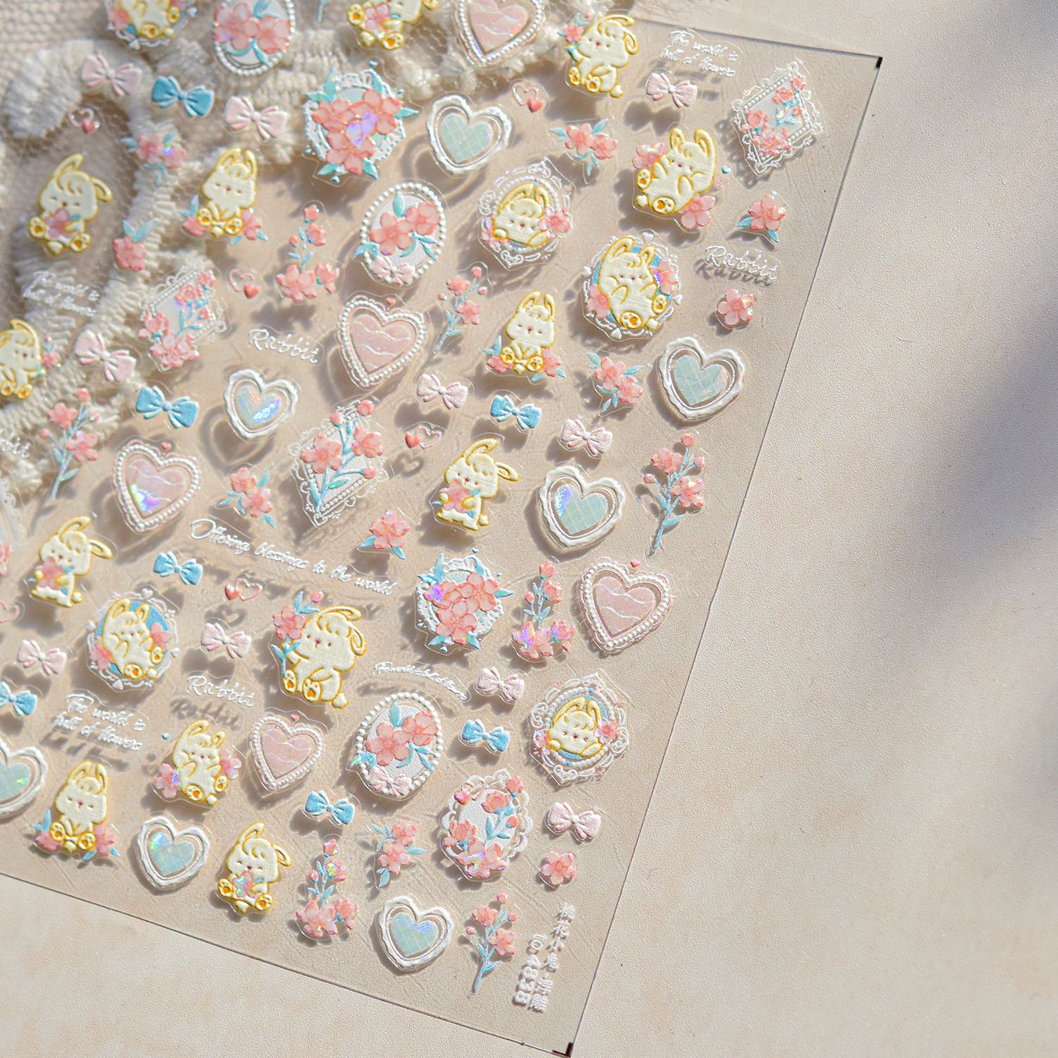 5D Cute Rabbit Love Heart Peac - Nail Art Vampire ulasan dan harga