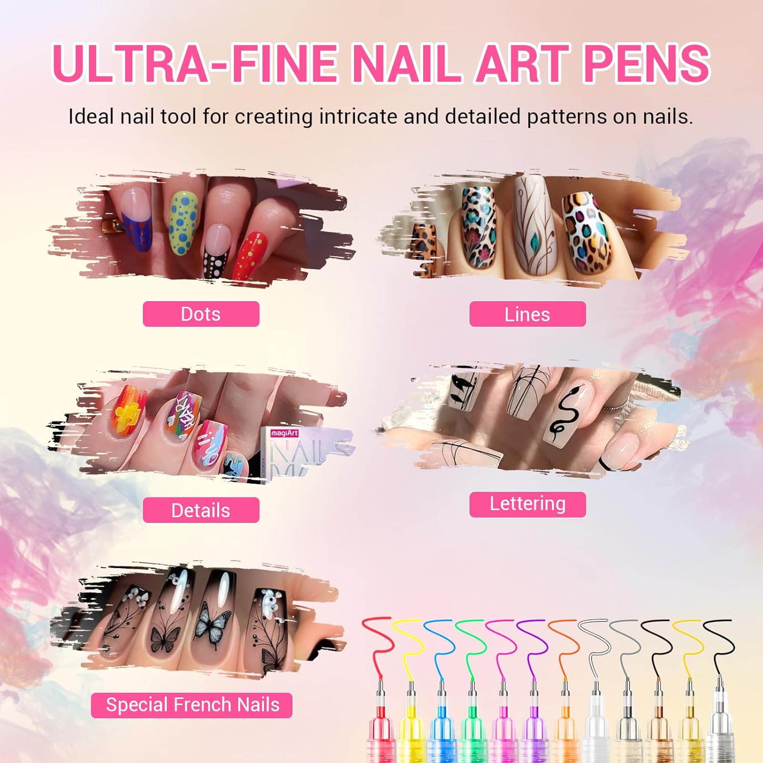 12-Color Nail Art Pen Set, Nai - Nail Art Brush Set ulasan dan harga
