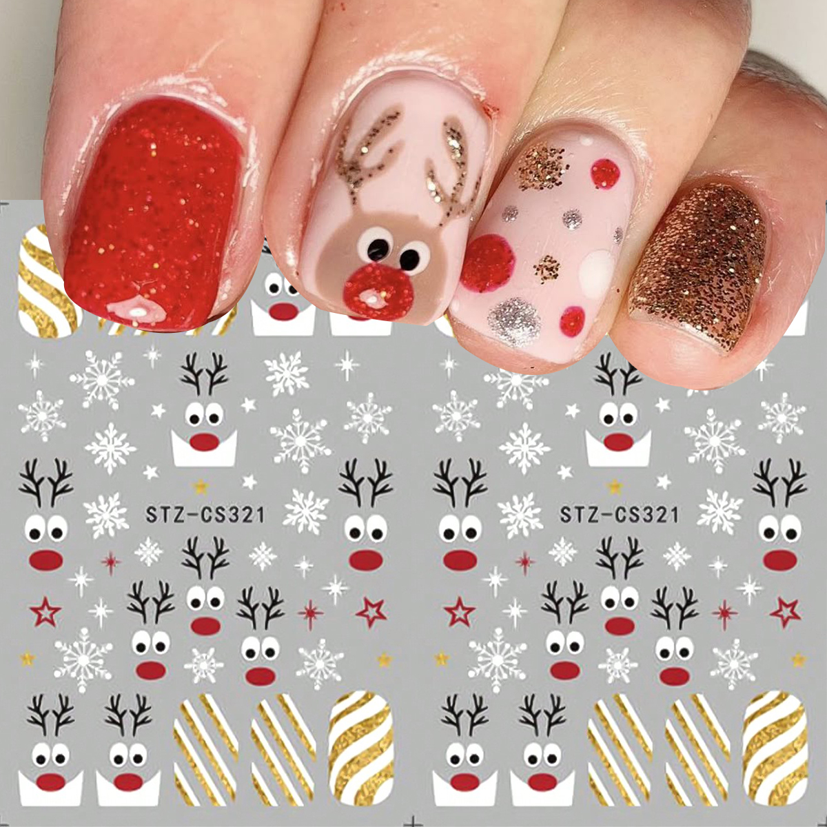 2pcs Christmas Nail Art Sticke - Nail Art Xmas Stickers ulasan dan harga