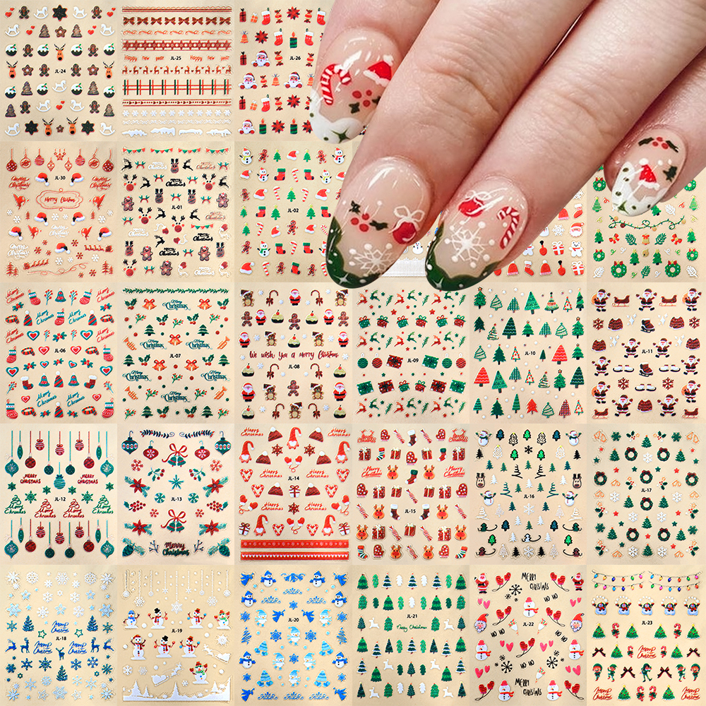 30pcs Xmas Snowflake Nail Art  - Nail Art Xmas Stickers ulasan dan harga