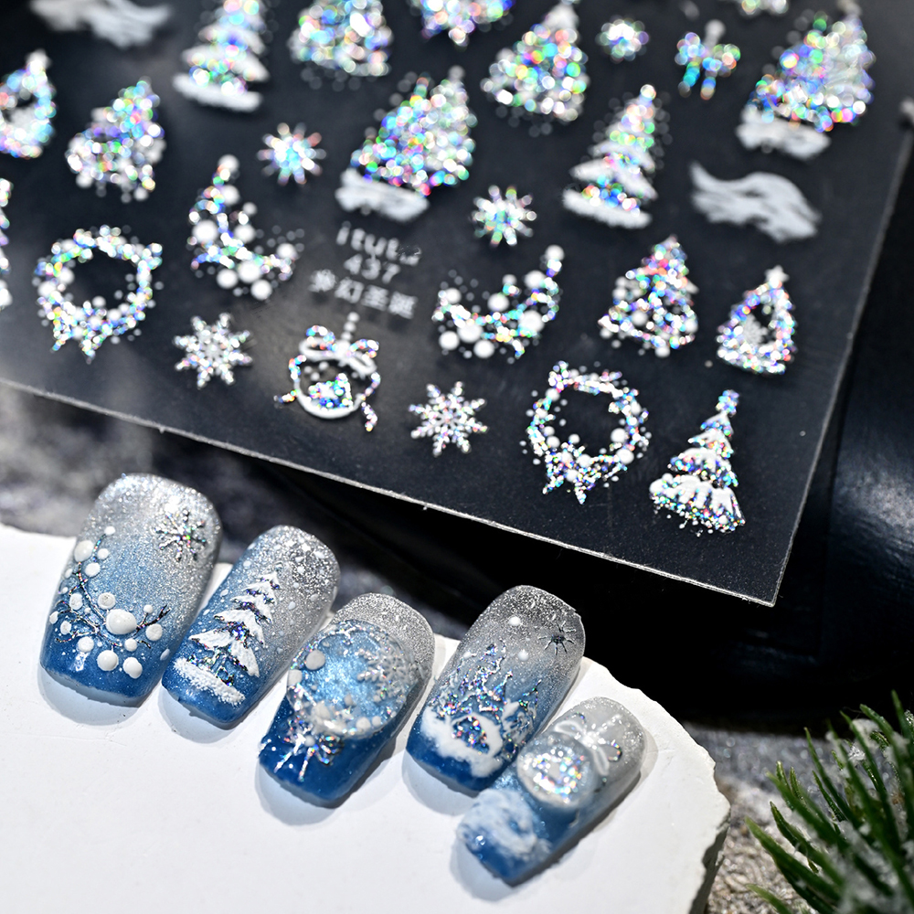 1pcs Luxury Bronzing-5D Christ - Nail Art Xmas Stickers ulasan dan harga