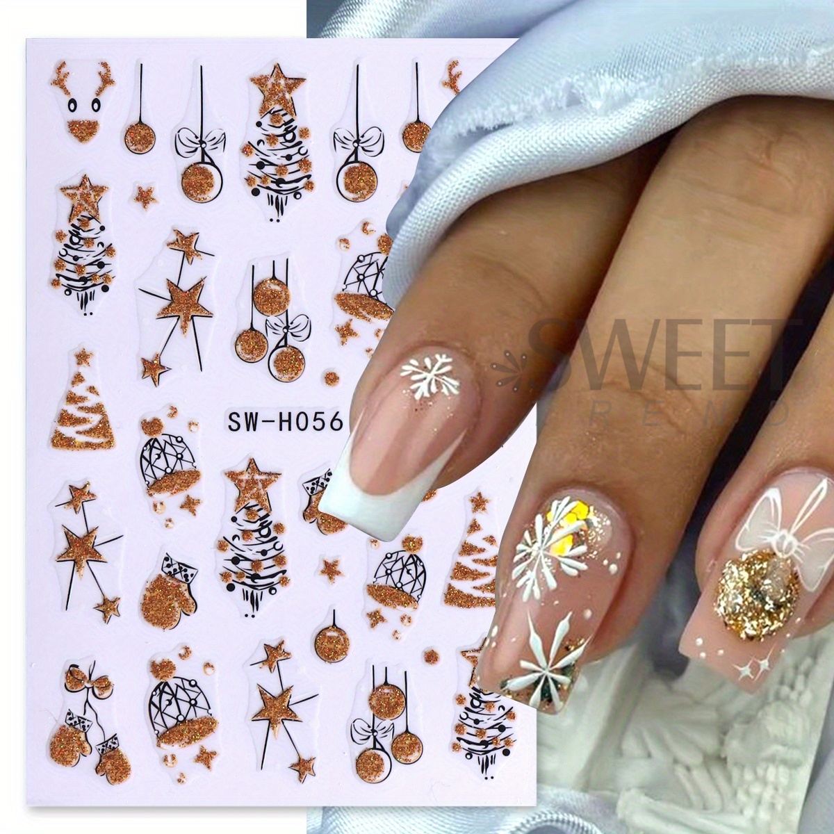 2 pcs Gorgeous Sparkly Christm - Nail Art Xmas Stickers ulasan dan harga