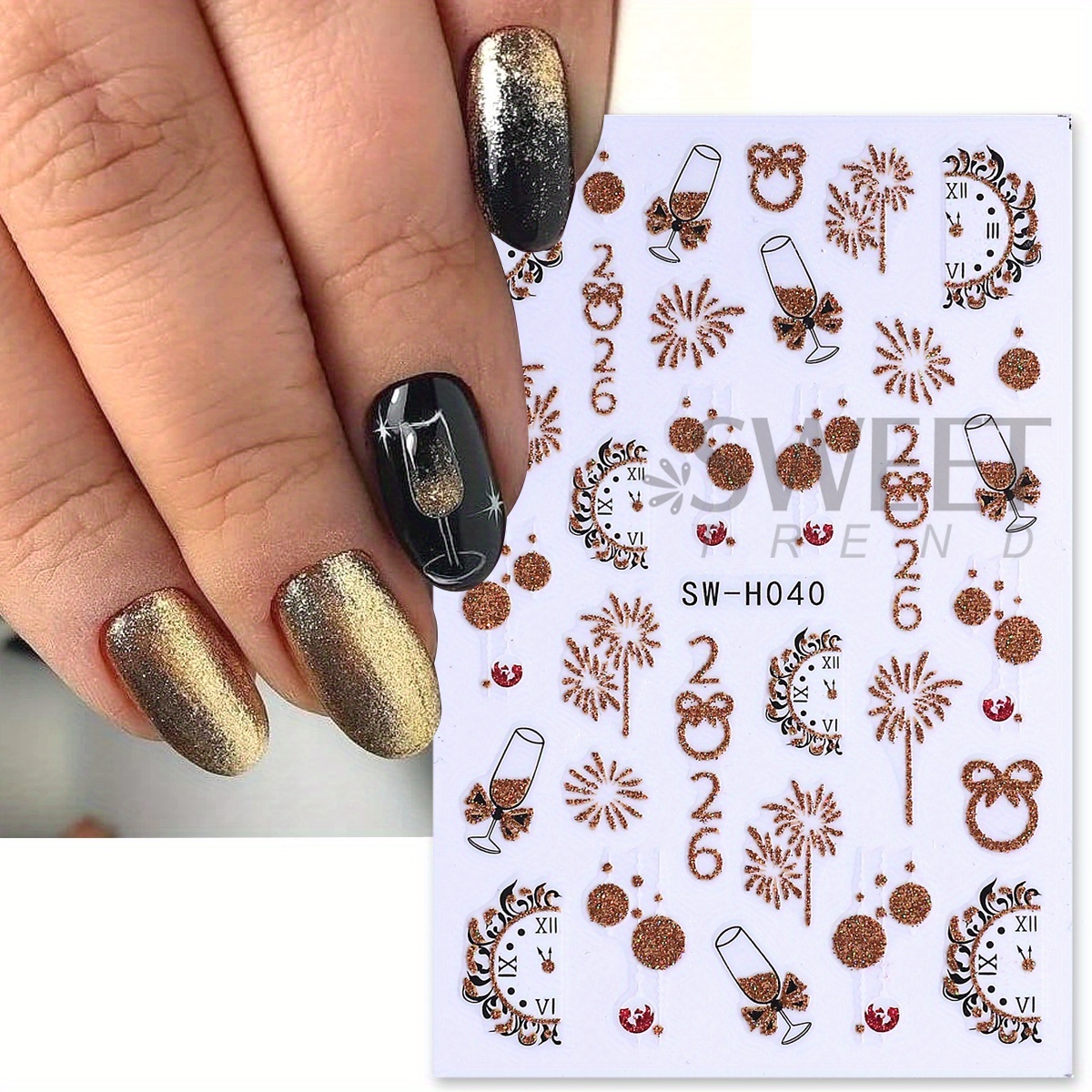 2 pcs Gorgeous Sparkly Christm - Nail Art Xmas Stickers ulasan dan harga