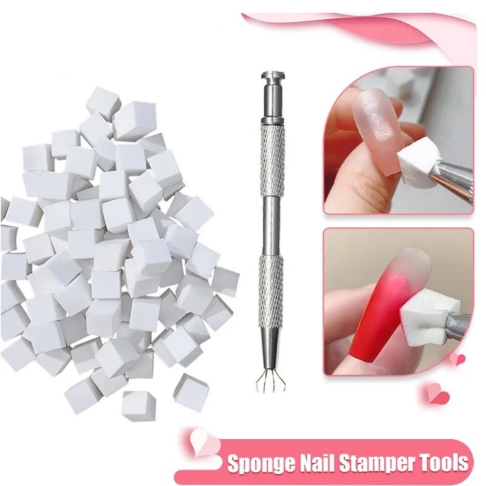 50Pcs Nail Art Sponges + Grabb - Nail Art Ombre Glitter ulasan dan harga