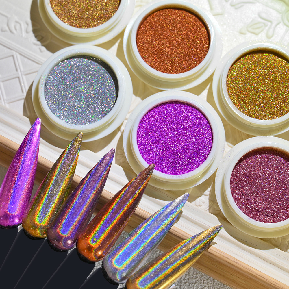 6 Colors Chrome Laser Nail Pow - Nail Glitter Chrome ulasan dan harga