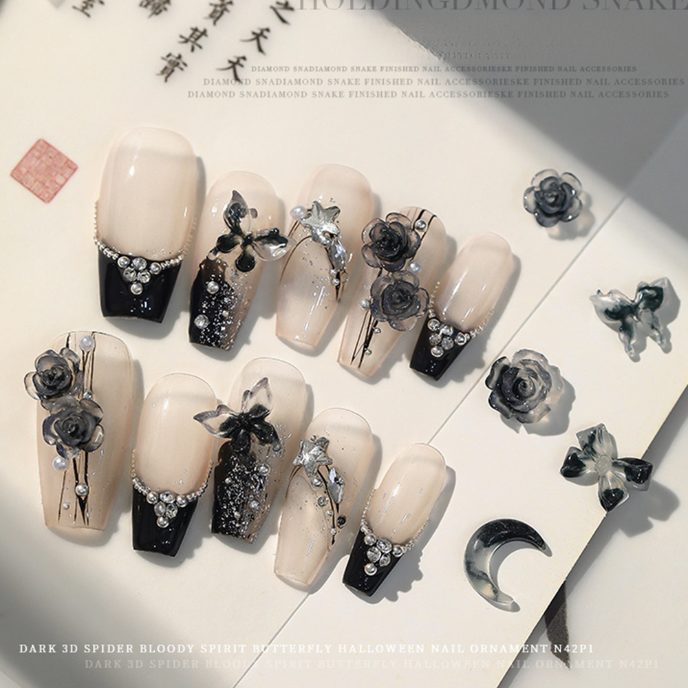 50pcs Mixed Nail Charms Dark M - Nail Art Vampire ulasan dan harga