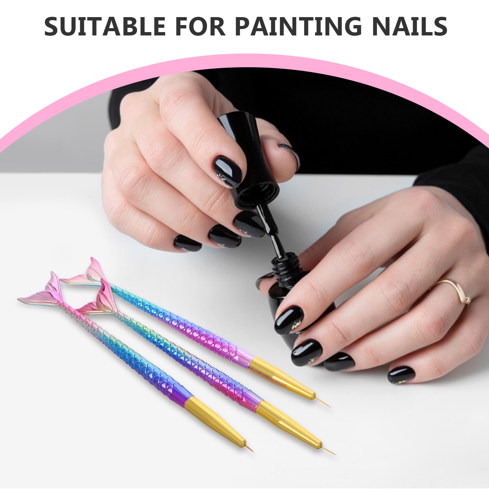 3Pcs Nail Art Liner Brush Merm - Nail Art Brush Set ulasan dan harga