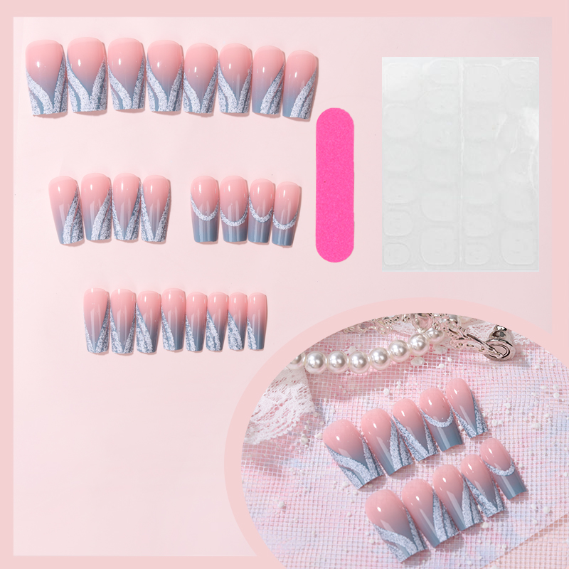 24PCS French Minimalist Stripe - Nail Art Aesthetic ulasan dan harga
