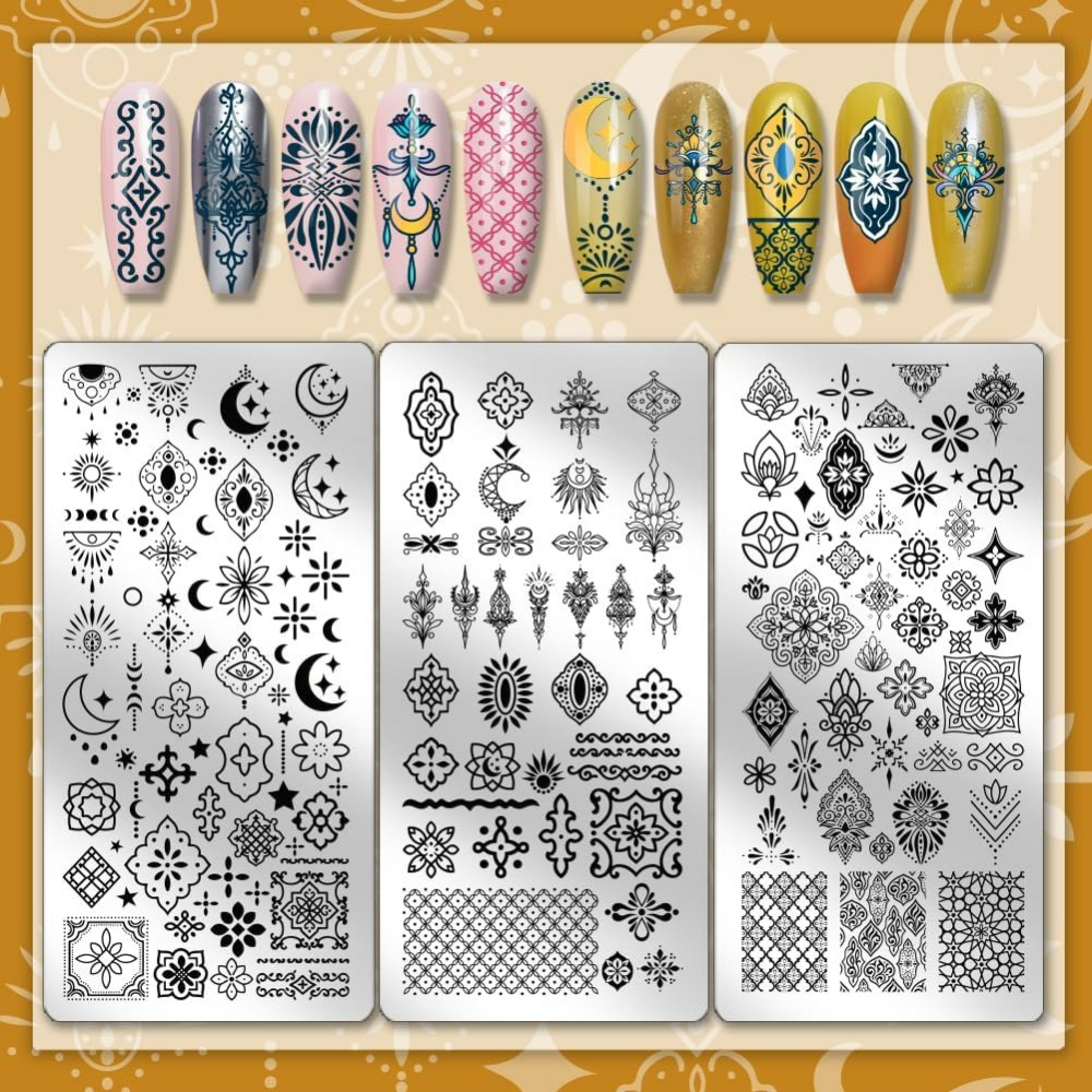 3pcs Vintage Totem Nail Stampi - Nail Art Vintage ulasan dan harga