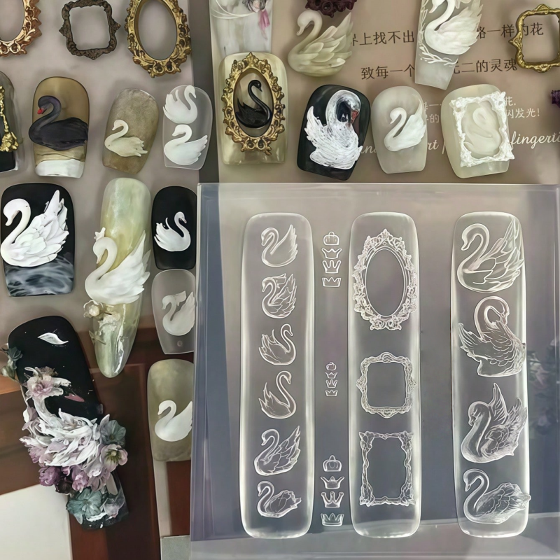 Elegant Swan Crown Nail Art Mo - Nail Art Vintage ulasan dan harga
