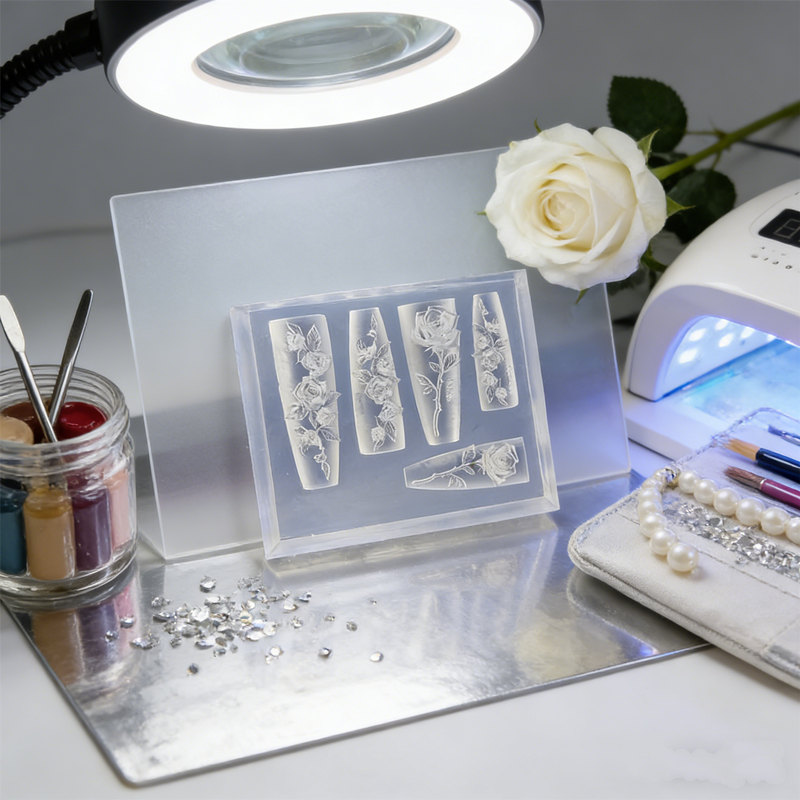 Floral Silicone Nail Mold Reus - Nail Art Vintage ulasan dan harga