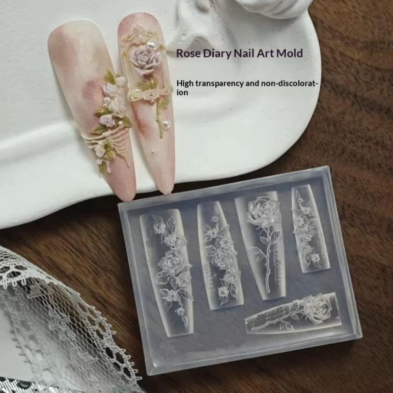 Floral Silicone Nail Mold Reus - Nail Art Vintage ulasan dan harga