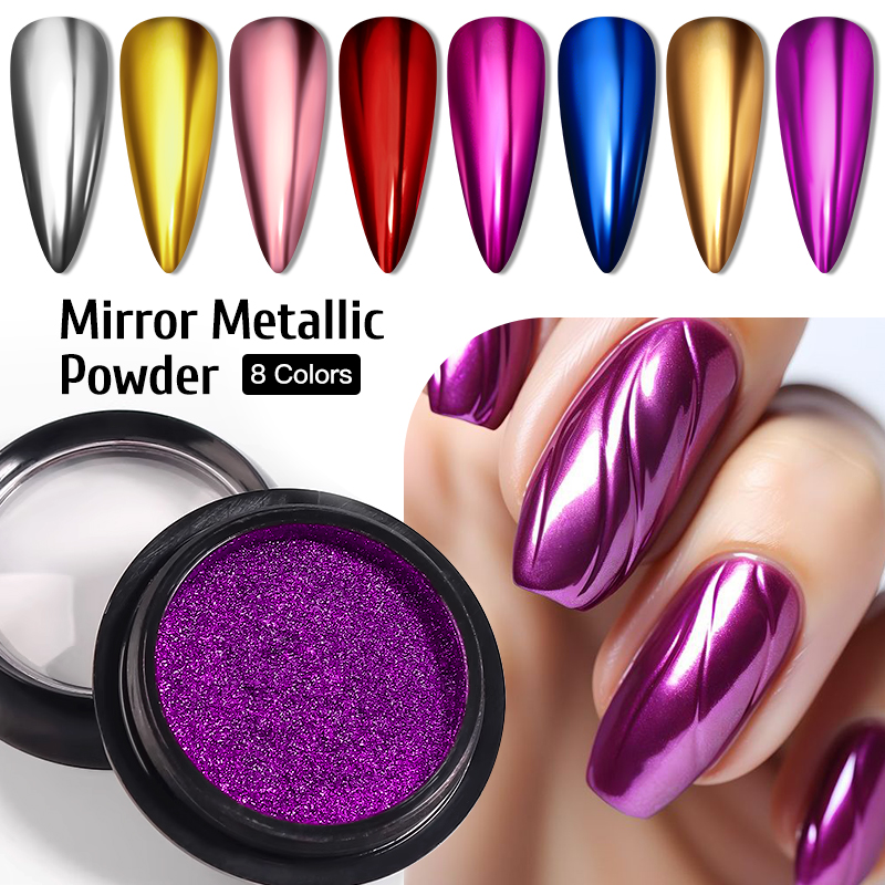 Metallic Gold Silver Mirror Po - Nail Glitter Chrome ulasan dan harga