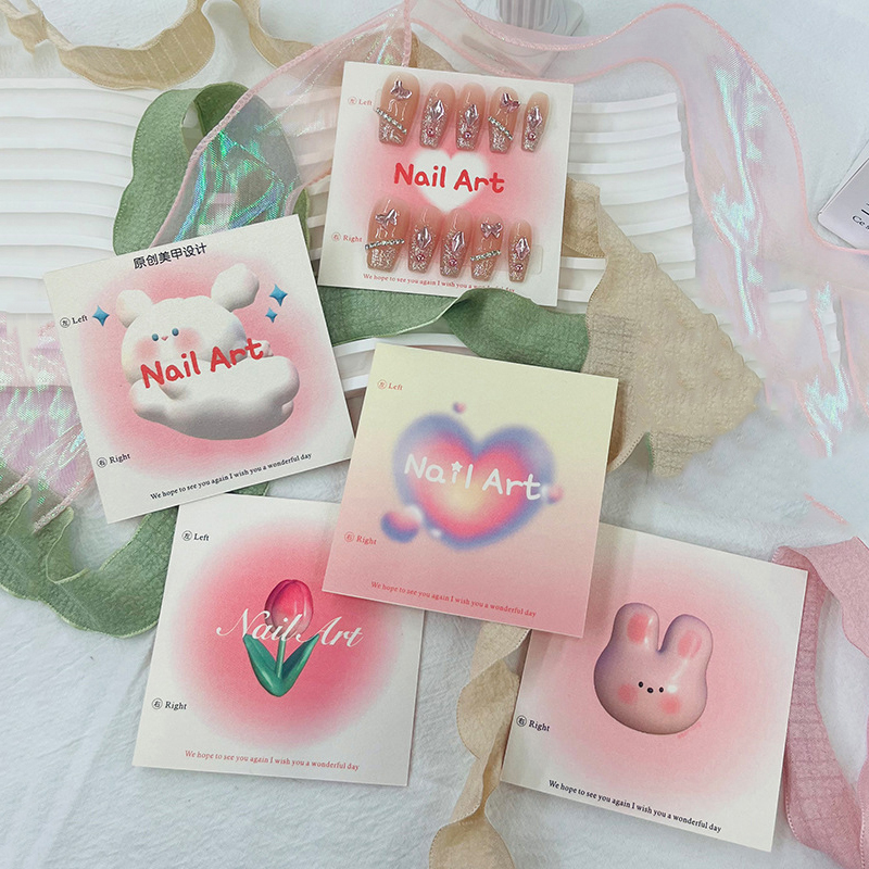 50Pcs 6.5x6.5cm 8x8cm Press On - Nail Art Viral ulasan dan harga