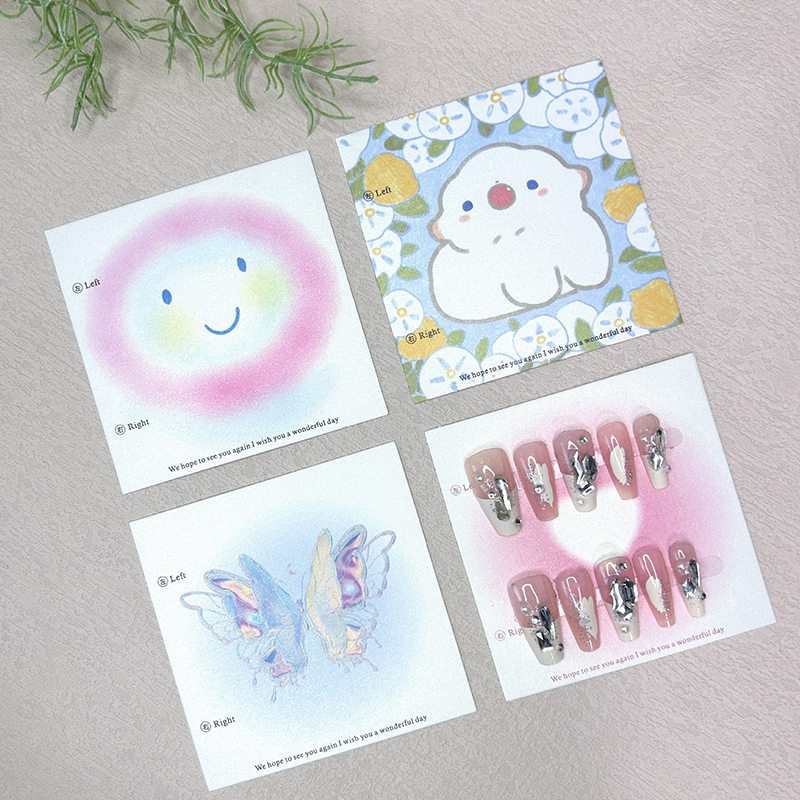 50Pcs 6.5x6.5cm 8x8cm Press On - Nail Art Viral ulasan dan harga