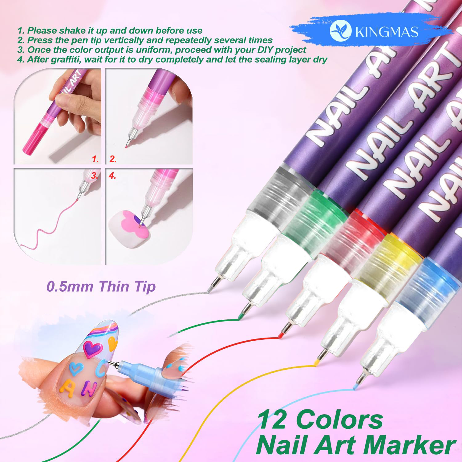 12 Shades Nail Art Pen Kit,202 - Nail Art Trend 2026 ulasan dan harga