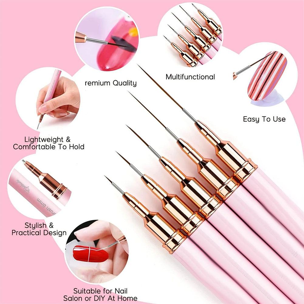 5pcs Nail Art Liner Brush Set  - Nail Art Brush Set ulasan dan harga