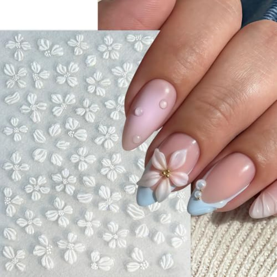 4Sheets Nail Stickers Hibiscus - Nail Art Ice Blue ulasan dan harga