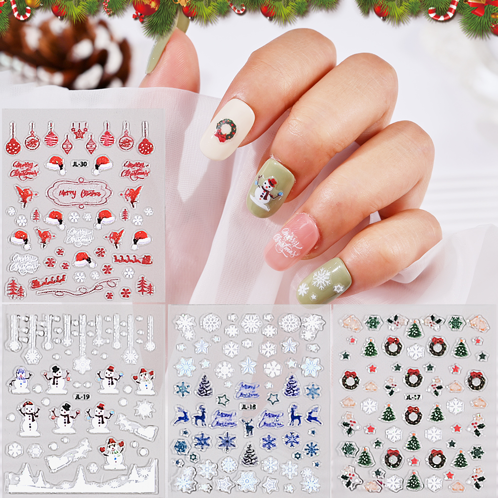 30Pcs/Set Christmas Nail Art S - Nail Art Xmas Stickers ulasan dan harga